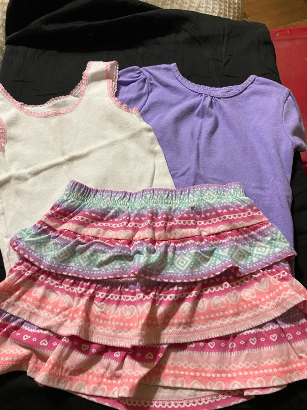 Tank, tee and skort set Garanimals White, Purple and Pink Patterned Ruffle set